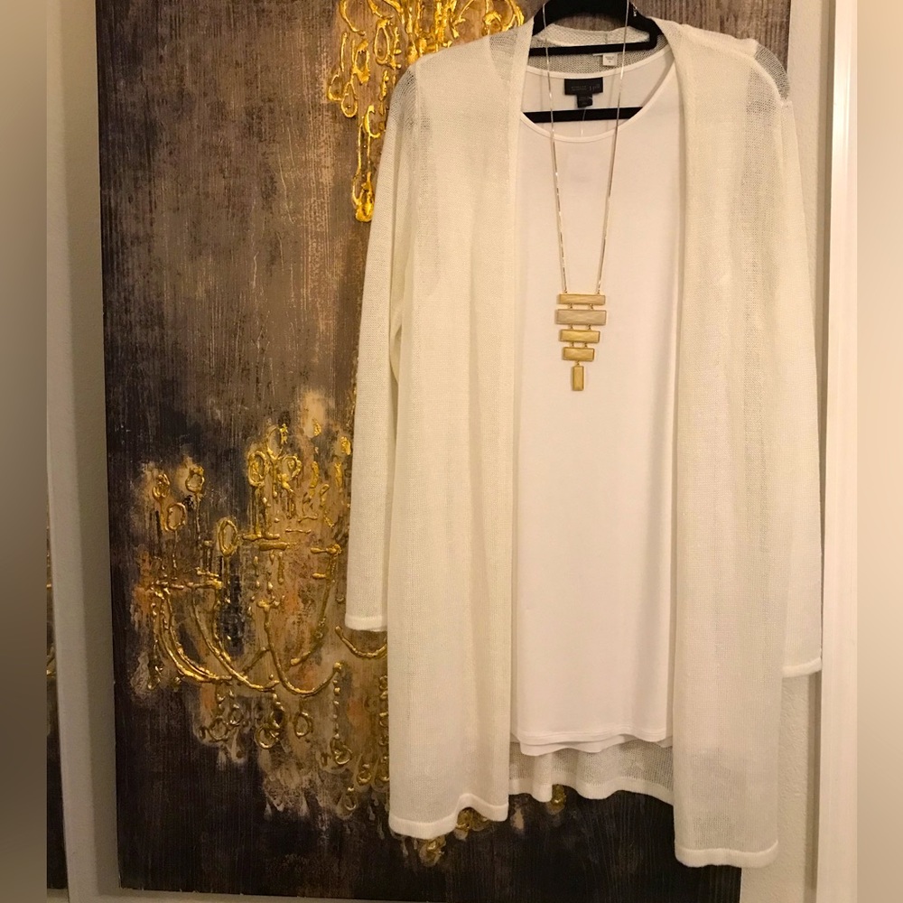 J. Jill - 2 pc Light Sweater & Tank - White